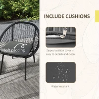Outsunny Three-Piece Rattan Bistro Set - Black(m-6)