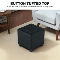 HOMCOM Velvet-Feel Square Ottoman - Grey(m-7)