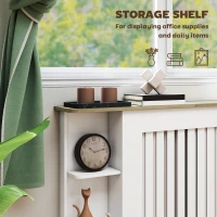 HOMCOM Radiator Cover with Open Storage Shelves, Vertical Slatted Cabinet Shelf Heater Cover for Living Room, Hallway, Medium, White(m-6)