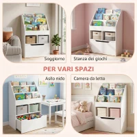 HOMCOM Piccola Libreria per Bambini con Ripiani e Cassetto in MDF, 60x29.9x90cm, Bianco(m-9)