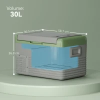Outsunny 30L Portable Car Refrigerator - Light Green and Grey(m-3)