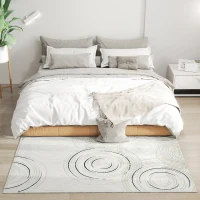 HOMCOM Modern Area Rug, Swirl Pattern Machine Washable Rug, Allergy-Friendly Floor Carpet for Living Room, Bedroom, Dining Room, Home Office, 170 x 120 cm, Cream White(m-2)