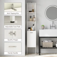 HOMCOM Tall Bathroom Cabinet with Open Shelves and Adjustable Shelf - White(m-6)