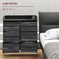HOMCOM Rustic Chest of Six Fabric Drawers - Black(m-4)