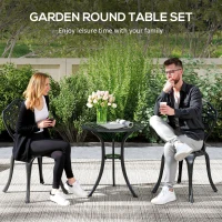Outsunny Three-Piece Aluminium Floral Bistro Set - Black(m-6)