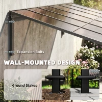 Outsunny 3.4 x 3 m Metal Lean-to Pergola, Wall-Mounted Garden Pergola with Polycarbonate Roof and Metal-Aluminium Frame, Heavy Duty Hardtop Gazebo for Outdoor Patios, BBQ, Brown(m-4)