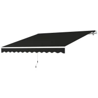 Outsunny 3 x 2.5m Garden Patio Manual Awning, Retractable Canopy Sun Shade Shelter with Fittings and Crank Handle, Black(m-11)