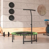 HOMCOM Mini Round Steel Frame Trampoline w/ Adjustable Handle, Green(m-9)