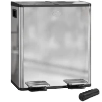 HOMCOM 40L Dual Compartment Stainless Steel Bin, with Deodoriser Holders - Silver Tone(m-10)