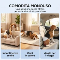 PawHut Pannolini per Cani Maschi, 48 Pezzi con Fascia Elastica Regolabile, 62x20 cm, Bianco(m-19)