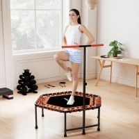 SPORTNOW 45" Rebounder Trampoline for Adults, Quiet Bungee Rebounder with LED Lights and Adjustable Handle, Orange(m-2)