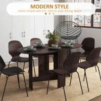 HOMCOM Folding Dining Table, Drop Leaf Table for Small Spaces, Oval Tabletop for Dining Room, Chocolate Wood Effect(m-5)