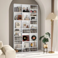 HOMCOM CD Storage Unit with Adjustable Shelves, 102 x 195 cm, Marble Effect(m-9)