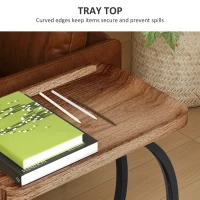 HOMCOM 2-Tier Mobile C-Shaped Side Table - Brown(m-6)