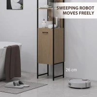 HOMCOM Tall Bathroom Cabinet with Open Shelves and Adjustable Shelf - Natural Wood Finish(m-7)