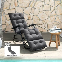 Outsunny Sun Lounger Cushion Only, 190 x 56 x 10 cm Garden Lounge Chair Cushion, UPF20+ 220gsm Fabric, Thick Sunbed Replacement Pad with 6 Ties, Dark Grey(m-2)