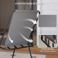 Outsunny 4 Seater Garden Furniture Set, 6 Pieces Garden Table and Chairs with Parasol, Outdoor Garden Dining Set with Folding Chairs and Round Glass Top Table for Patio, Grey(m-6)