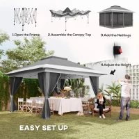 Outsunny 3.6 x 3.6m Pop-Up Gazebo, with Accessories - Grey(m-4)