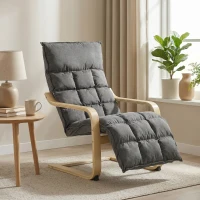 HOMCOM Modern Accent Chair, Leisure Lounge Chair Armchair with Footrest, Plush Cushion, Curved Legs and Arms, Grey(m-10)