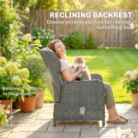 Outsunny 5 Piece Garden Furniture Set, Rattan Reclining Garden Chair Set of 2 with Footstool and Cushion for Balcony, Cream(m-6)
