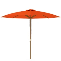 Outsunny 3m Wood Pole Parasol Umbrella - Orange(m-10)