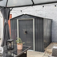 Outsunny 6.5x3.5ft Metal Garden Storage Shed for Outdoor Tool Storage with Double Sliding Doors and 4 Vents, Dark Grey(m-8)