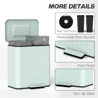 HOMCOM 40L Dual Compartment Rubbish Bin, with Soft-Close Lid - Green(m-7)