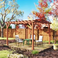 Outsunny 3.3 x 3.3 m Wooden Pergola Kit, Graden Pergola Gazebo Grape Trellis with Stable Structure for Climbing Vines, Flowers(m-8)