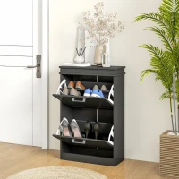 HOMCOM Two-Drawer Minimalistic 10-Shoe Cabinet - Black(m-9)