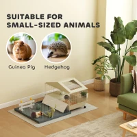 PawHut Small Animal Cage with Removable Pet Playpen, Guinea Pig Cage with Waterproof Pad, Hay Feeder, 108 x 71 x 57cm, Beige(m-7)