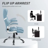 Vinsetto Linen-Look Office Chair, with Adjustable Height and Tension - Blue(m-7)
