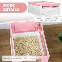 PawHut Hooded Cat Litter Box, Portable Pet Toilet, with Scoop, Front Entry - Pink(m-7)