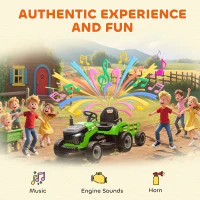 AIYAPLAY 12V Ride on Tractor and Trailer with Remote Control, Music, Shifter, Start-Up Sound, for Kids Ages 3-8 Years, Green(m-8)