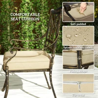 Outsunny Seven-Piece Cast Aluminium Garden Dining Set - Bronze Tone(m-5)