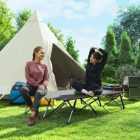 Outsunny Double Camping Cot Bed, with Bag - Charcoal Grey(m-8)