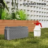 Outsunny Set of Two Rattan-Effect Planters - Grey(m-5)