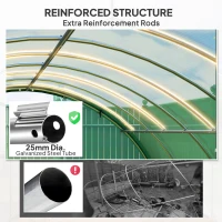 Outsunny 4 x 3 m Polytunnel Greenhouse, with Windows and Doors - Green(m-5)