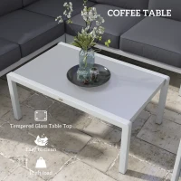 Outsunny Five-Piece Aluminium Garden Sofa Set, with Glass-Top Table - Grey(m-6)