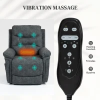 HOMCOM Power Lift Recliner Chair with Vibration Massage, Heat, USB - Grey(m-5)