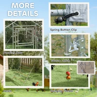 PawHut Walk-in Chicken Run w/ Cover, Feeding Door, Hanging Feeder, Perch, for 12-18 Poultry(m-7)