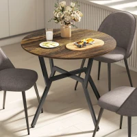 HOMCOM Dining Table, Round Kitchen Table with Black Legs, Anti-slip Foot Pads for Living Room, Dining Room 90 x 76 cm, Rustic Brown(m-8)