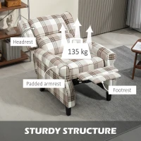 HOMCOM 160° Reclining Armchair, with Footrest - Brown(m-6)