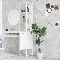 HOMCOM Tall Bathroom Cabinet with Open Shelves and Adjustable Shelf - White(m-9)