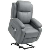 HOMCOM Riser and Recliner Chair with Vibration Massage, PU Leather Power Lift Chair for Elderly, Grey(m-1)