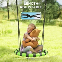 AIYAPLAY 60cm Diameter Kid Nest Swing Seat with Height Adjustable Ropes, for Outdoor, Indoor, Black/Green(m-5)