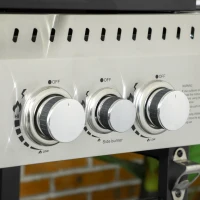 Outsunny Five-Burner Steel Gas Grill, with Thermometer - Black(m-8)