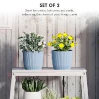 Outsunny Set of Two Ф22cm Planters - Blue(m-4)