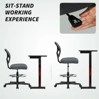 Vinsetto Ergonomic Mesh Standing Desk Chair with Adjustable Footrest Ring and Seat Height Charcoal Grey(m-5)