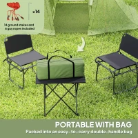 Outsunny 3 Man Camping Tent with Living Area and 2 Bedrooms, 3000mm Waterproof Family Tent with Sewn-in Groundsheet and bag, Portable Dome Shelter for Hiking, Festival, Backpacking, Green(m-7)