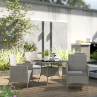Outsunny Five-Pieces Rattan Dining Set - Light Grey(m-9)